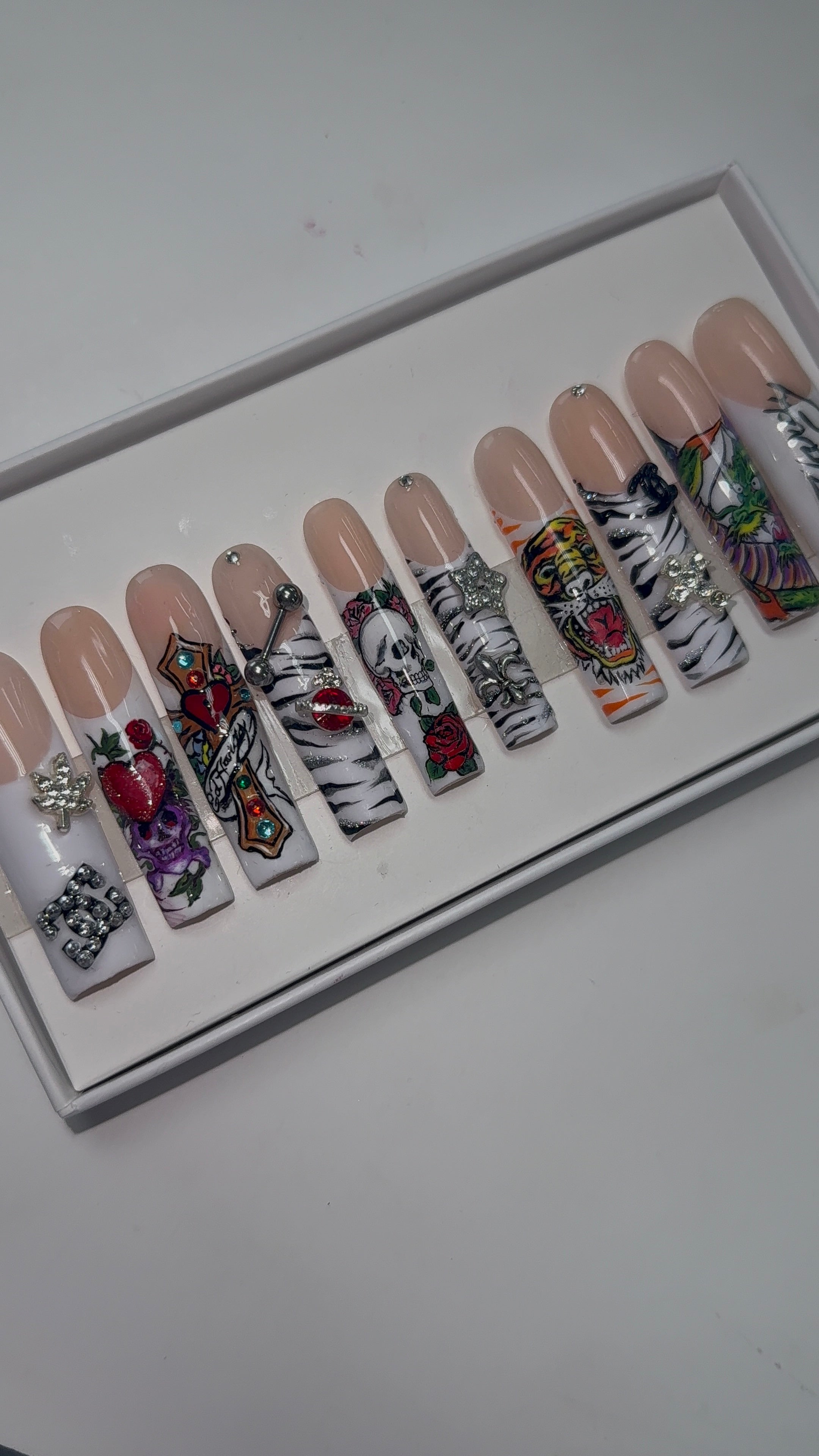 Ed Hardy press on nails